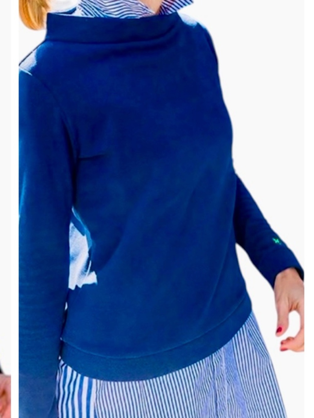 DUDLEY STEPHENS Brighton Blue Boatneck Cowl Neck Sweater Fleece Top Sweatshirt